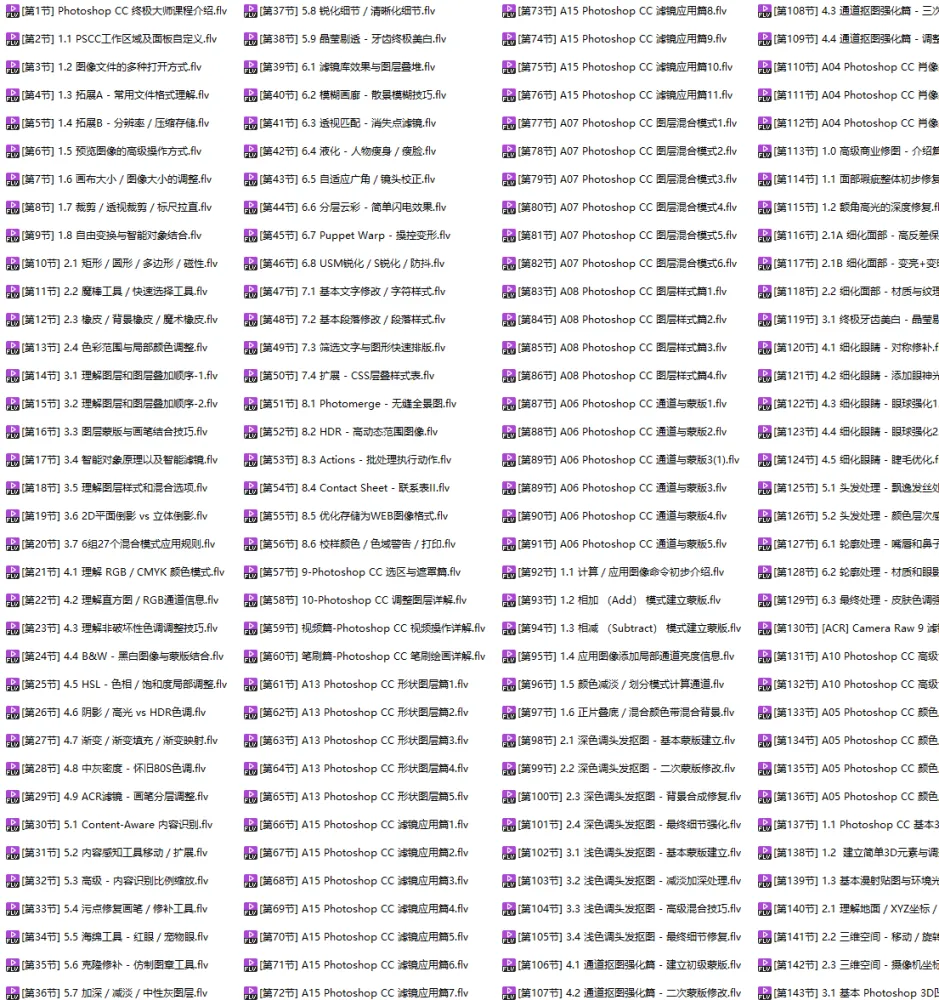 Photoshop CC终极大师巅峰培训课程(181节全)