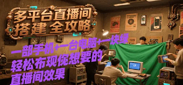 多平台直播间搭建教程：手机、电脑与绿布打造多样直播效果