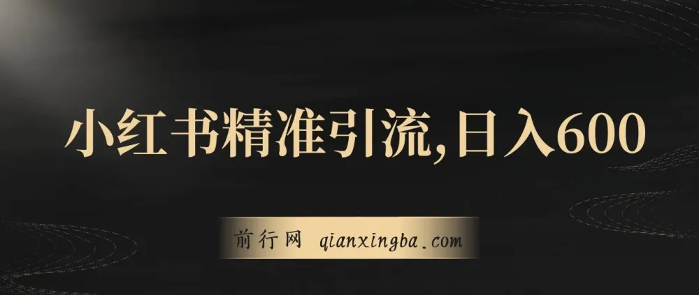 小红书精准引流教程：小白实现日入600+副业自由