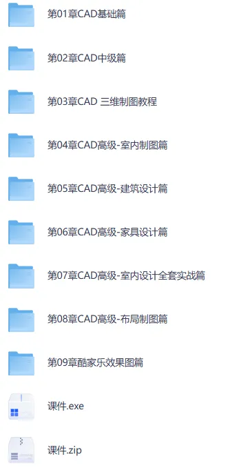 AutoCAD基础+中级+高级教程：含源码课件