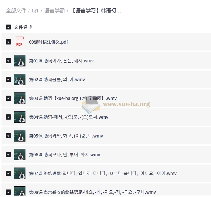 韩语初中级语法60课时课程