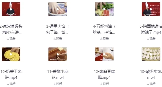 品诺王老师：20套家庭面食面点私房视频课程