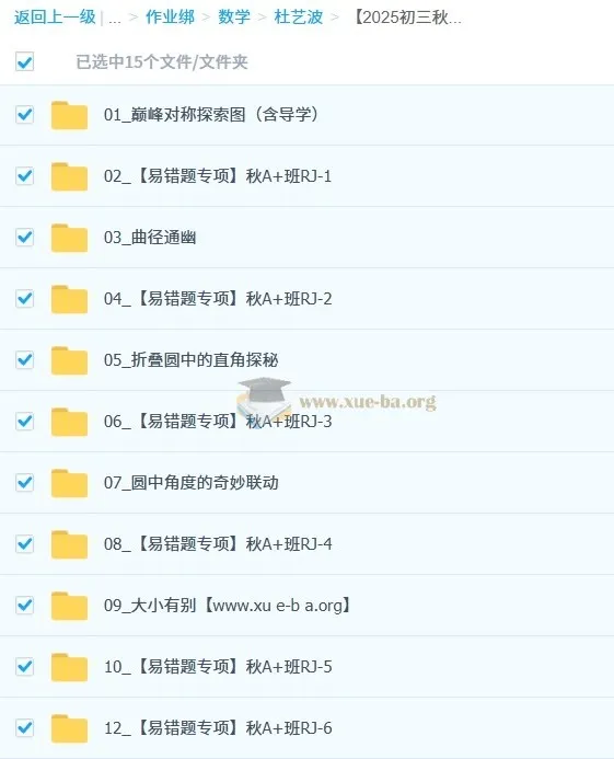 杜艺波 2025 - 2026 初三秋上中考数学数理思维自主学习·RJ·A+（2期）