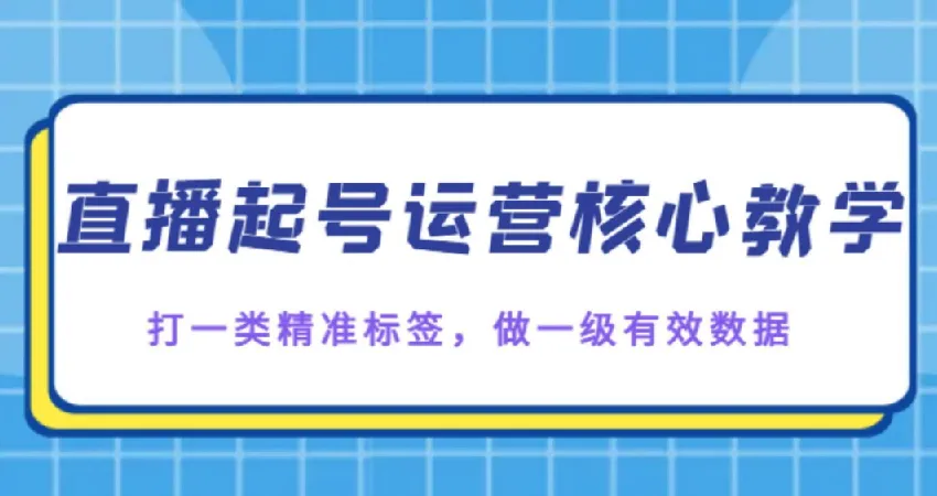 直播起号核心教学：打造精准标签与一级有效数据课程