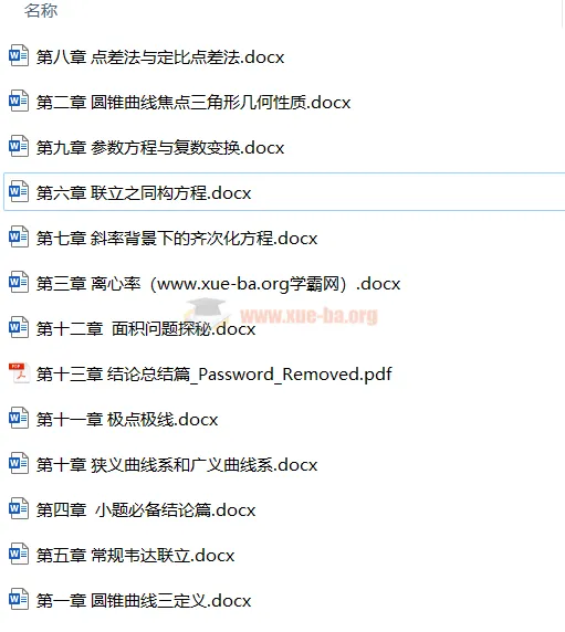 2024高中数学圆锥曲线专题电子文档