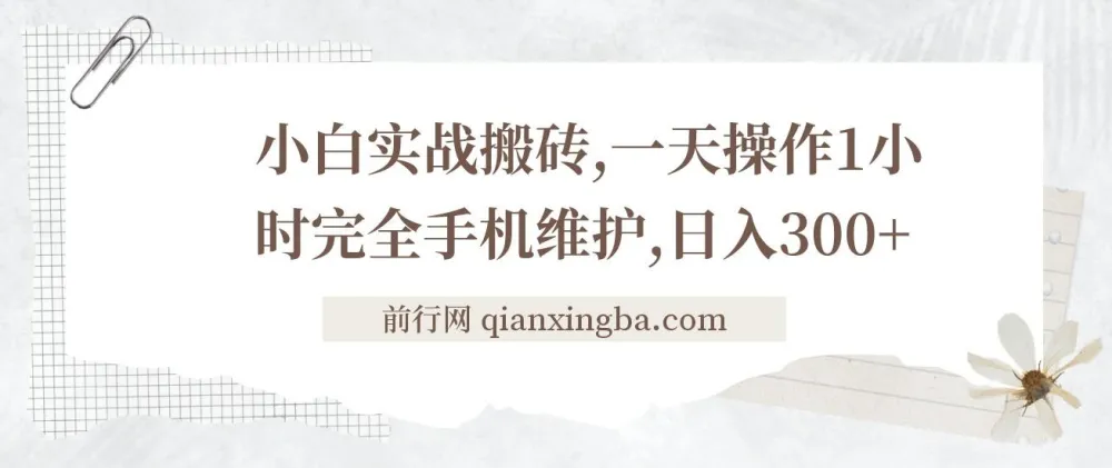 小白手机搬砖实战教程：每日一小时，轻松创收