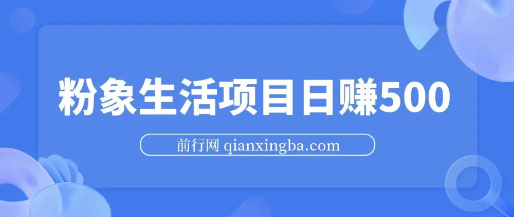 粉象生活项目：日赚500指南