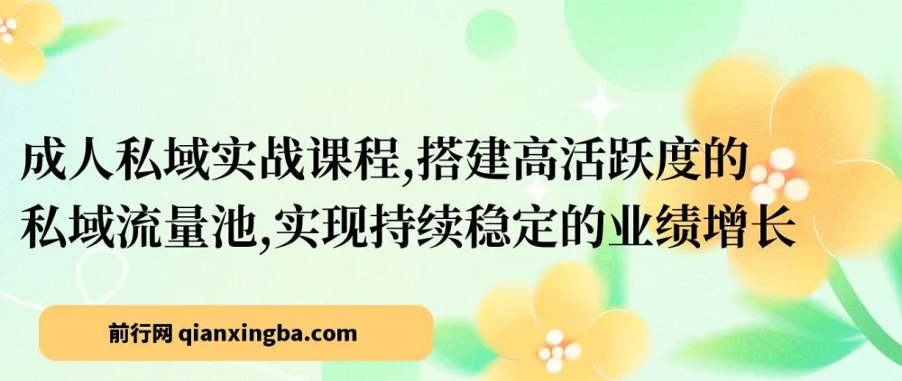 成人私域实战课程:搭建高活跃度私域流量池,助力业绩持续增长
