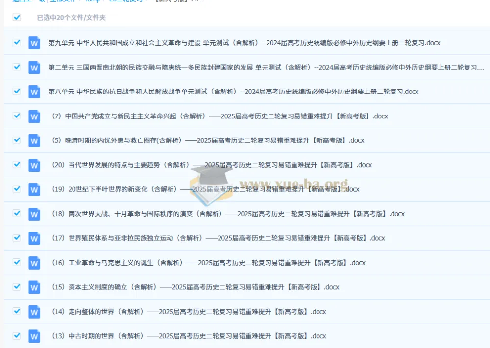 新高考版2025届高考历史二轮复习易错重难提升练习(含解析)