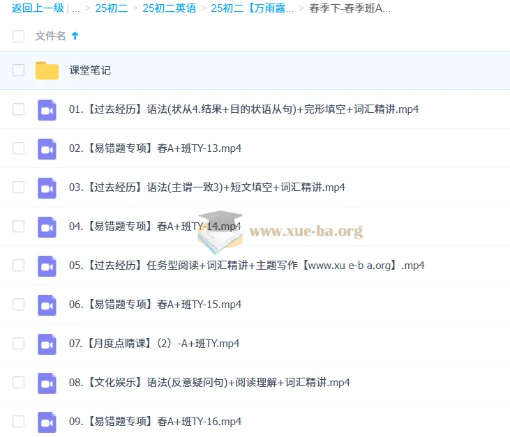 2024 - 2025 万雨露初二英语A+全年课程(暑假、秋季、寒假、春季班)