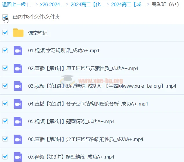成功化学 2024 高中高二化学 A+春季班课程