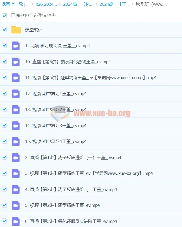 2024王瑾高一化学秋季班课程