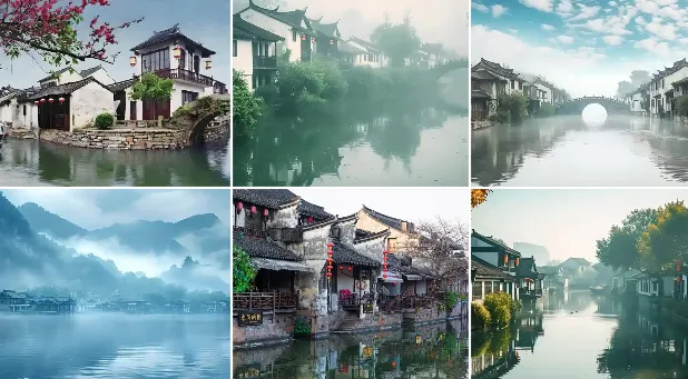 江南水乡唯美横板无水印风景视频素材（300+）