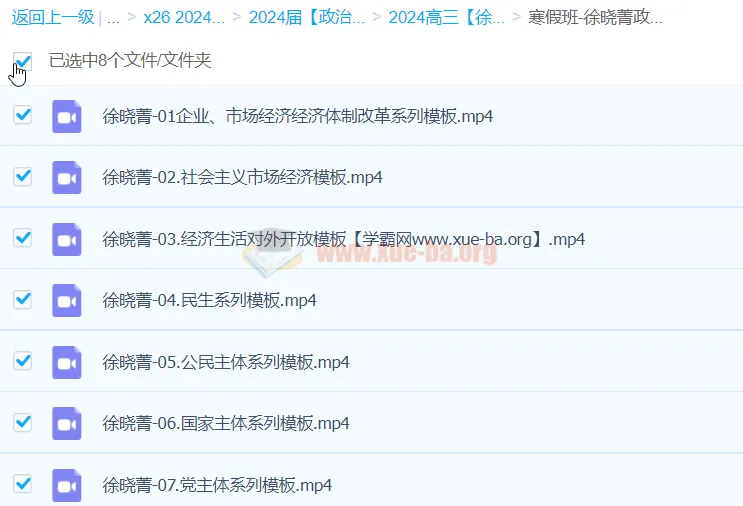 2024高三高考政治徐晓箐寒假班课程