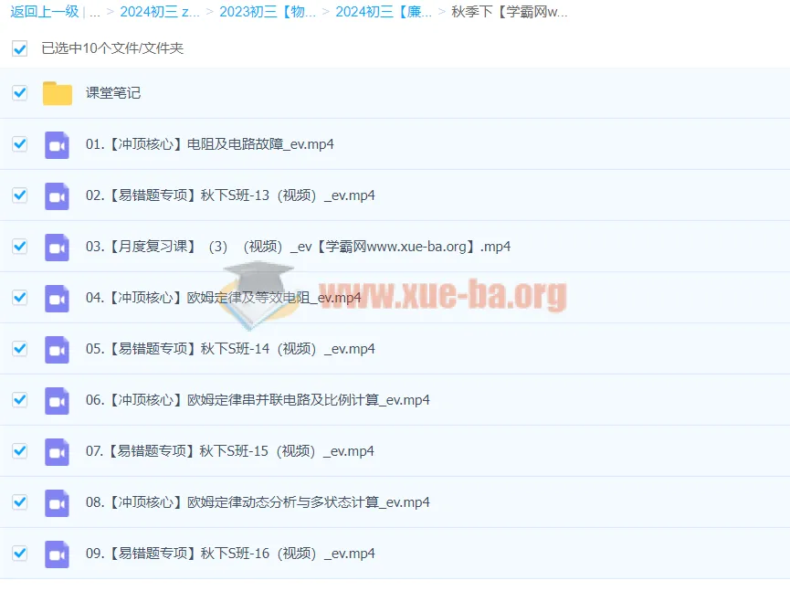 2023 - 2024初三物理廉思佳秋季班（下）