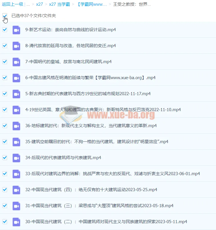 王受之教授：世界建筑史（现代篇）36集完结课程