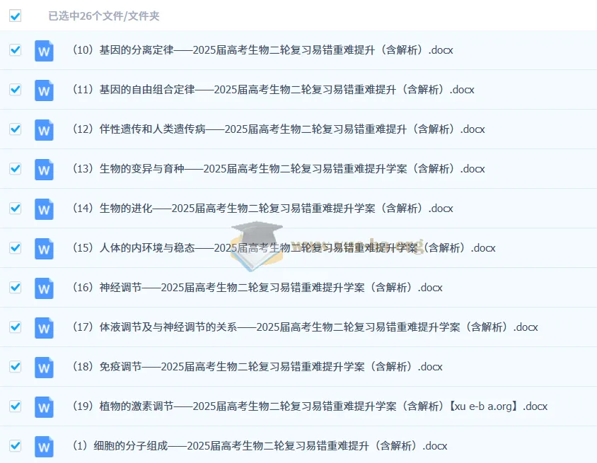 2025届高考生物二轮复习：易错重难提升（含解析）