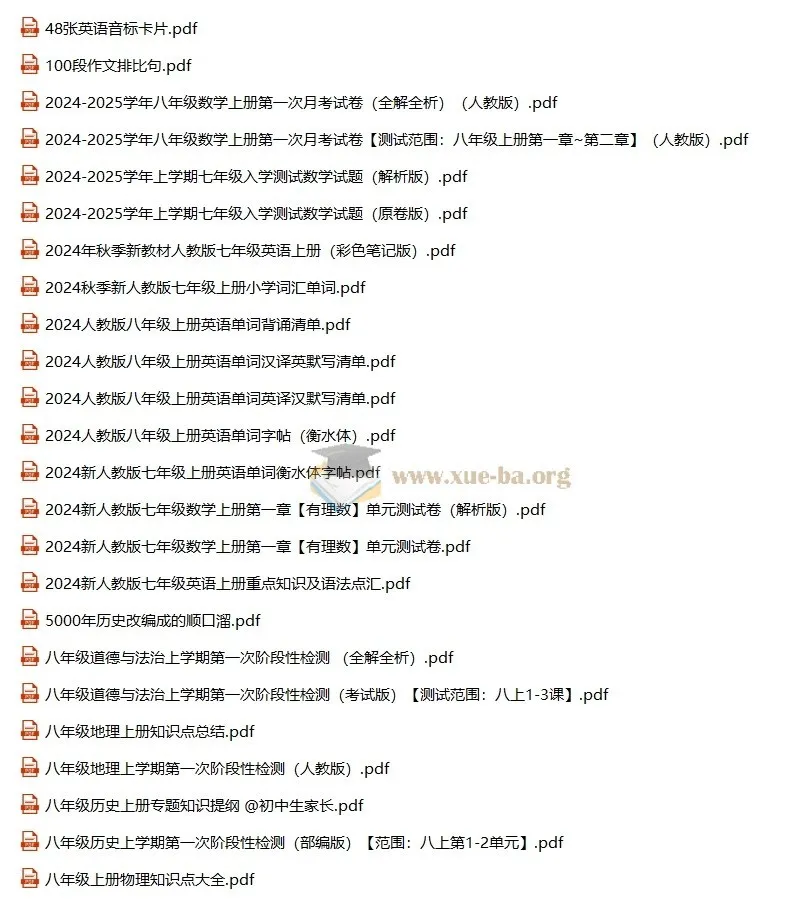 2024年9月初中七八九年级学习资源汇总(无水印)