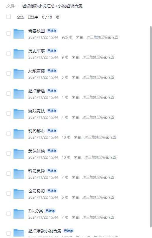 起点爆款小说超级合集：涵盖多题材超3600本小说