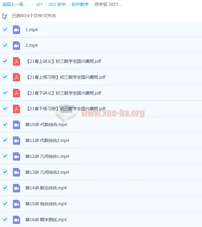 苏宇坚2021春初三数学直播兴趣2-5班16讲课程(含讲义)