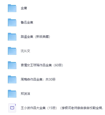 八大知名作家著作合集：金庸、鲁迅、路遥等作品汇[PDF]