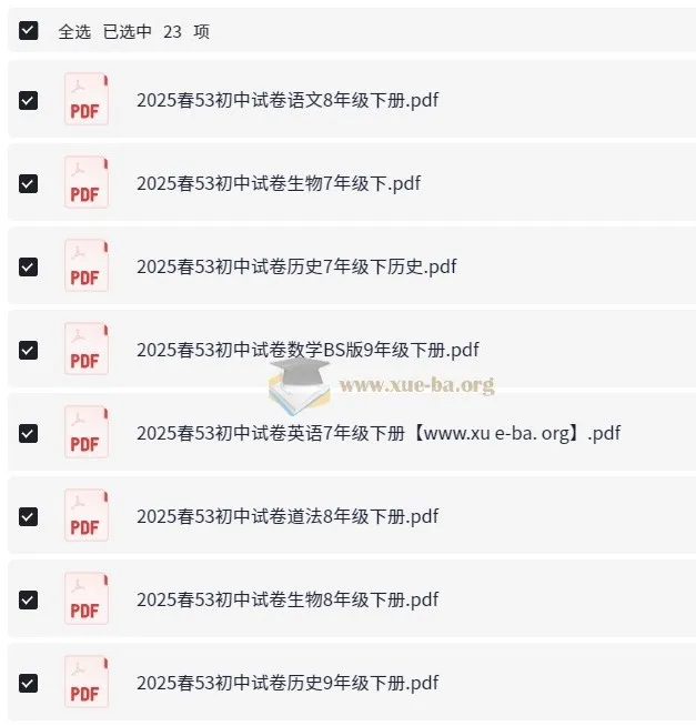 53科学备考：2025春初中各科模拟试卷