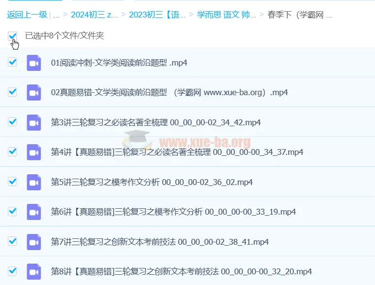 2024初三中考语文师剑锋春季班课程