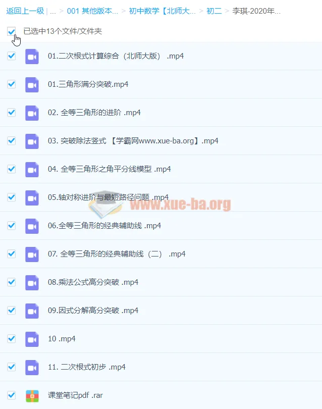 李琪初二数学秋季班（北师大版2020年）