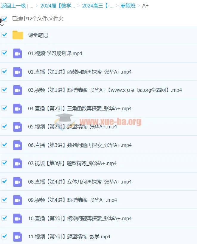2024高三高考数学张华A+寒假班课程