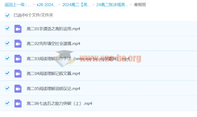 2024张冰瑶高二英语寒假班课程