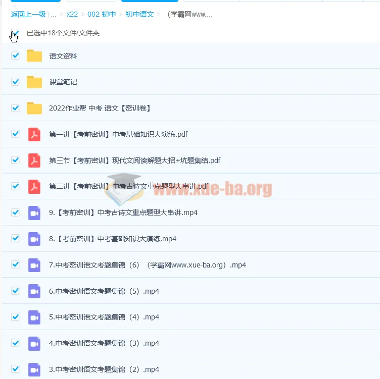 作业帮2022初三语文密训班:多位老师合讲11讲(附笔记资料)