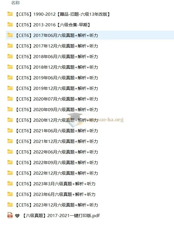 1989 - 2023年大学英语四六级真题资源