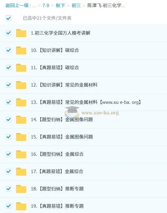 陈潭飞初三化学中考培训班(秋下·全国版·A+)