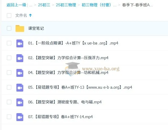 付雷2024 - 2025初三中考物理A+秋季班、寒假班、春季班