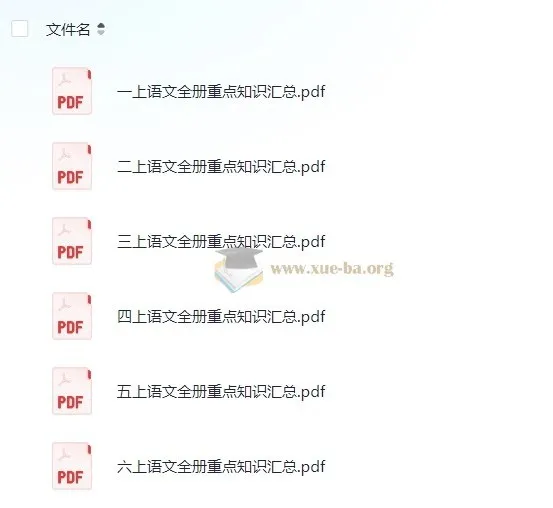 1 - 6 年级上册小学语文重点知识汇总