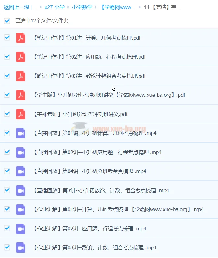 宇神小升初分班考冲刺班【完结，7课含视频+PDF】
