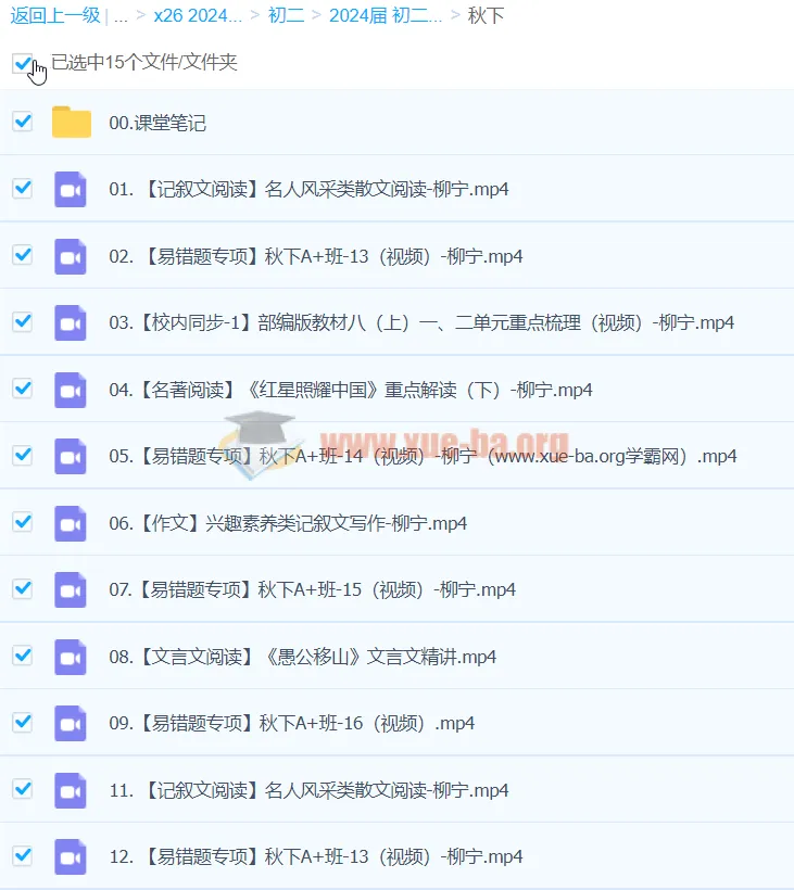 2024初二语文柳宁A+秋季班（下）