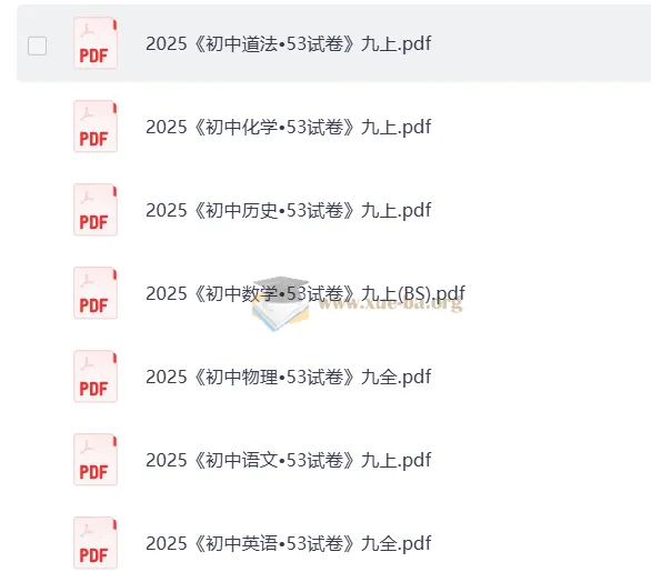 2025版《初中53试卷》九年级上七科合集