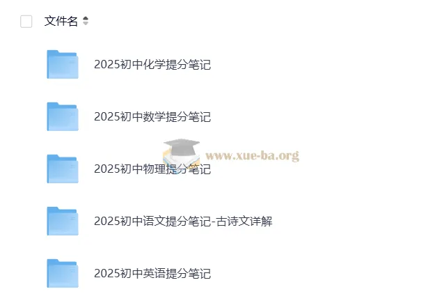 2025张雪峰初中语文数学英语物理化学提分笔记