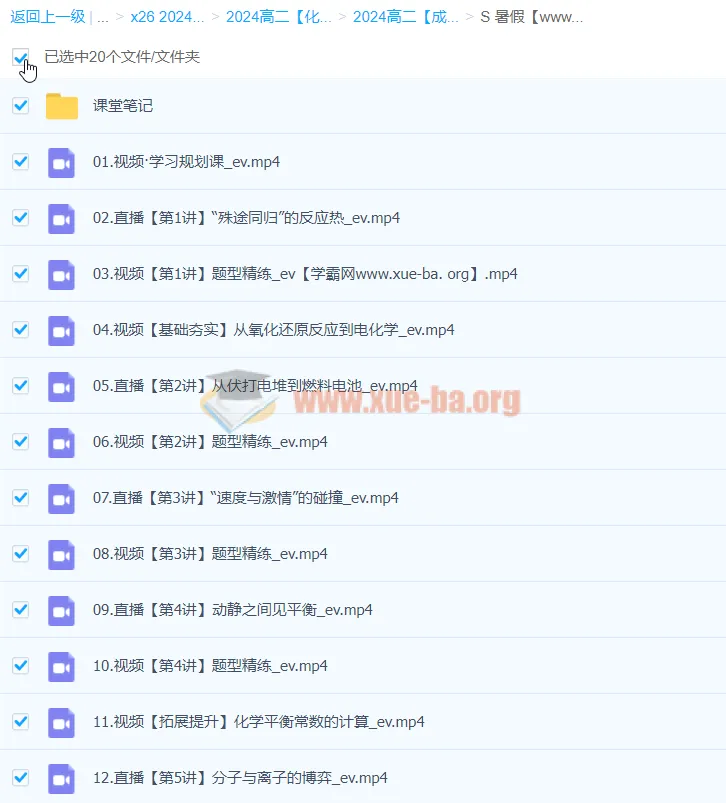 2024高二化学成功S暑假课程