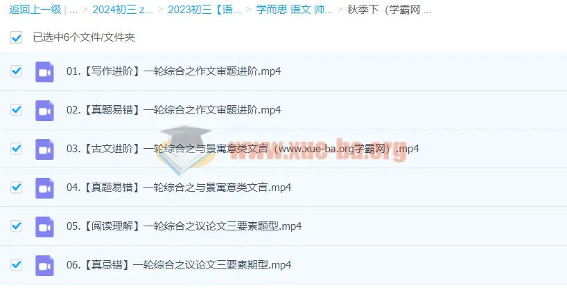 2024初三中考语文：师剑锋语文秋季下课程