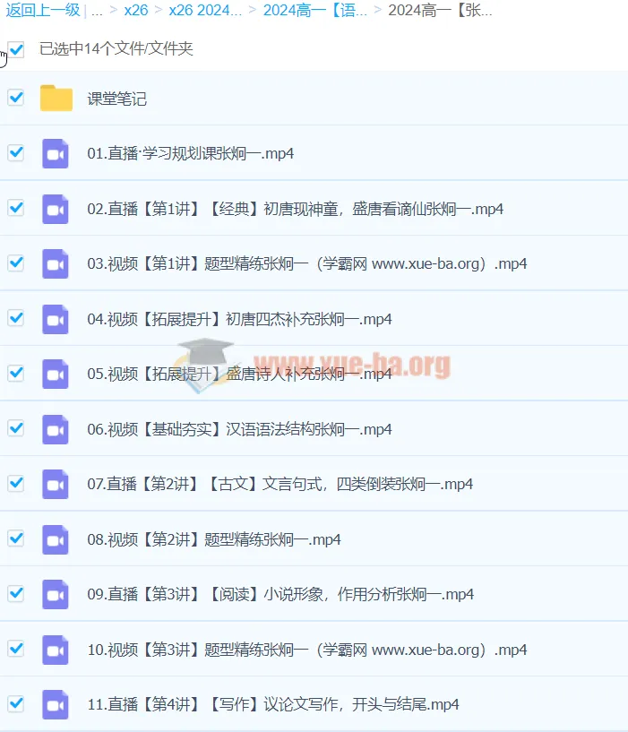 2024年高一高中语文张炯一寒假课程