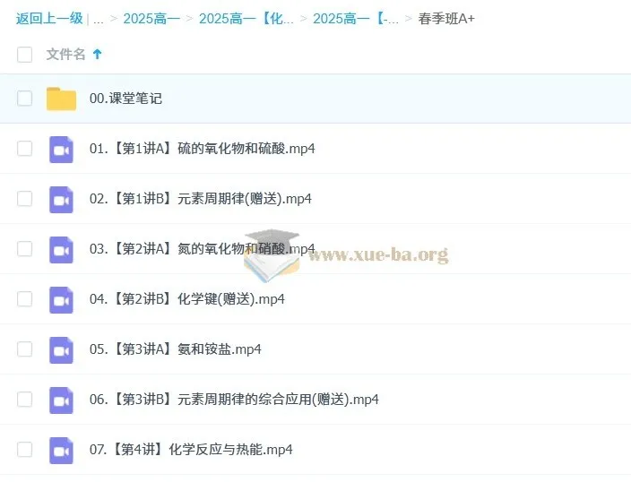 2025高中高一康冲化学全年课程