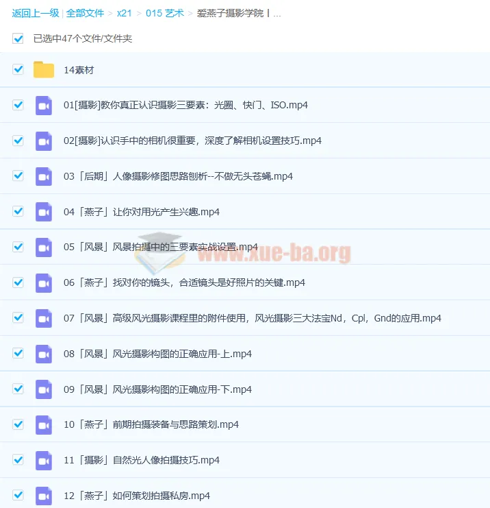 爱燕子摄影学院：从小白到大神摄影综合课（45讲完结）