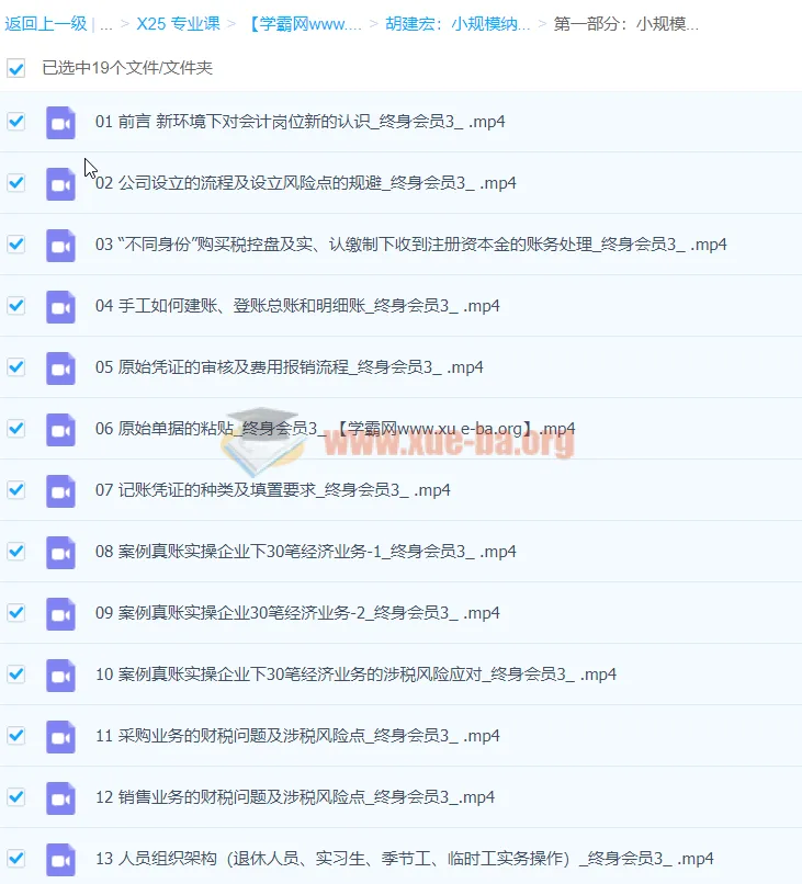 胡建宏：小规模纳税人全盘真帐实操账务处理及纳税申报课程