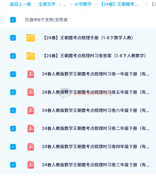 王朝霞考点梳理时习卷(24春)1-6年级下册人教版数学全套