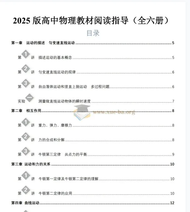 2026版高中物理教材阅读指导(全六册)PDF