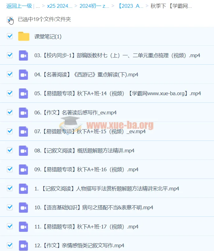 【2024秋下·A+班】初一语文培训班(宋北平)秋季班下
