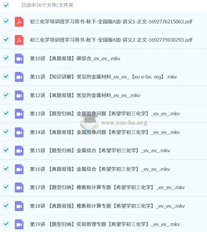 2024初三化学陈谭飞秋季下A+班课程视频+讲义