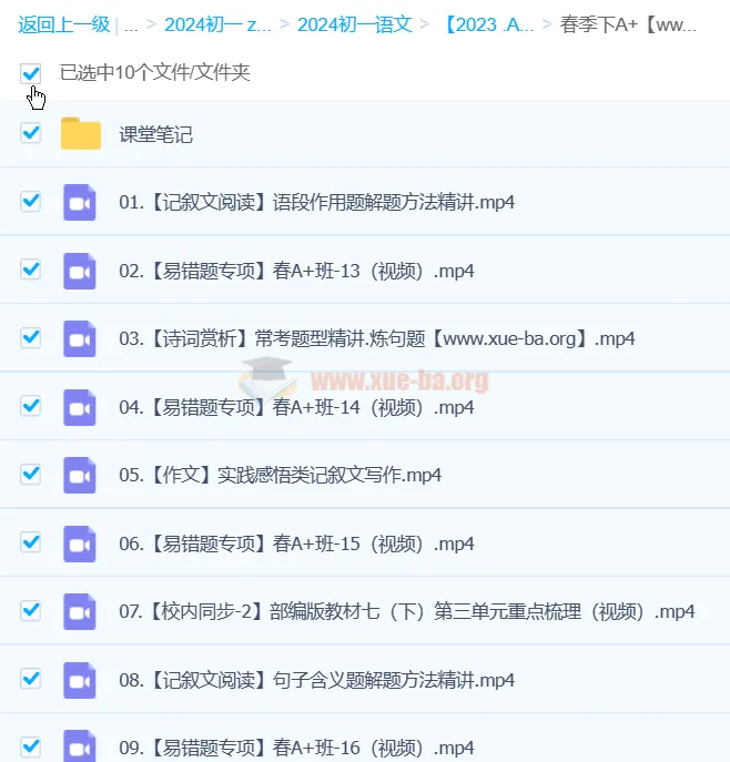 2024春季A+班初一语文培训课程（宋北平）持续更新